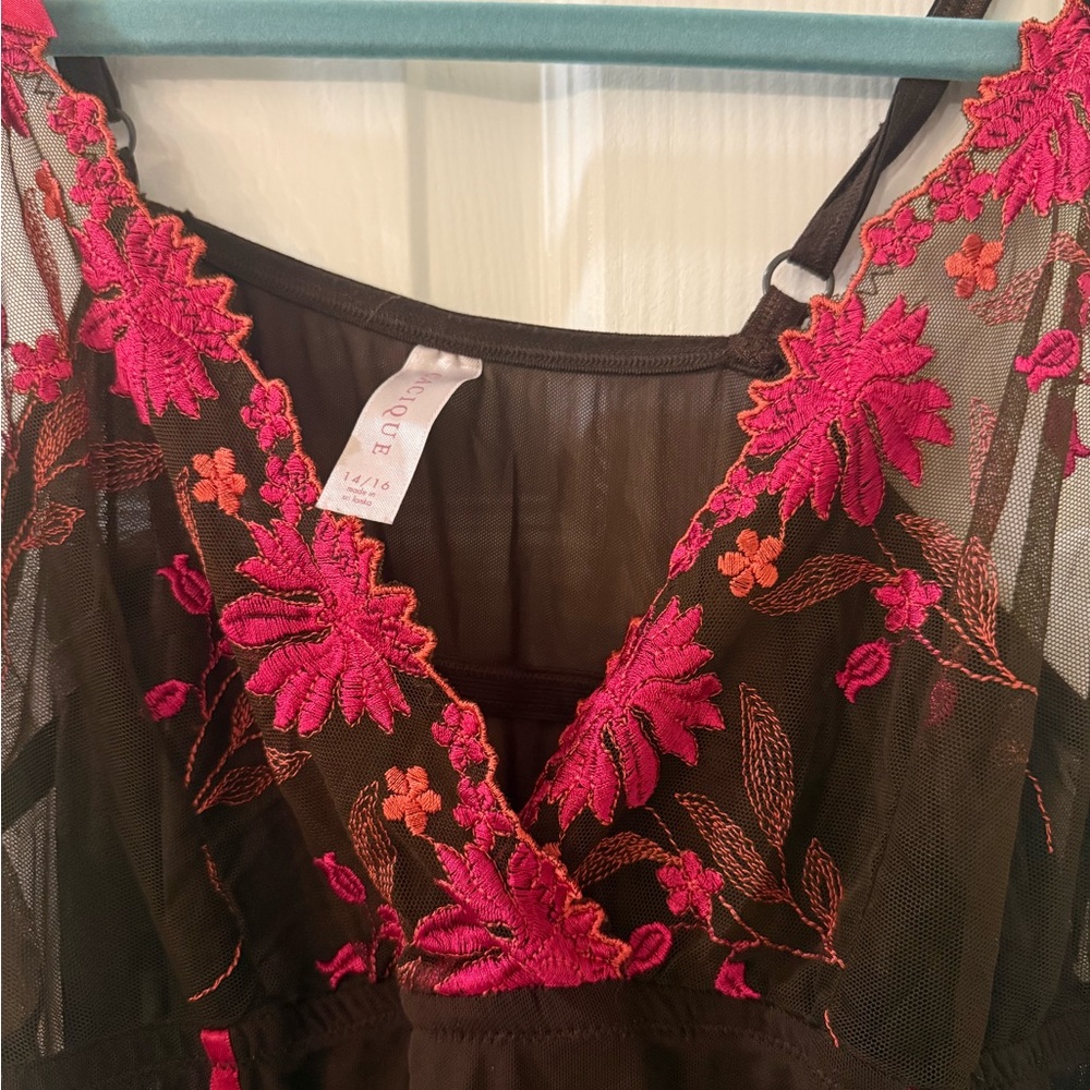 VTG Cacique Brown and Hot Pink Sheer Lingerie